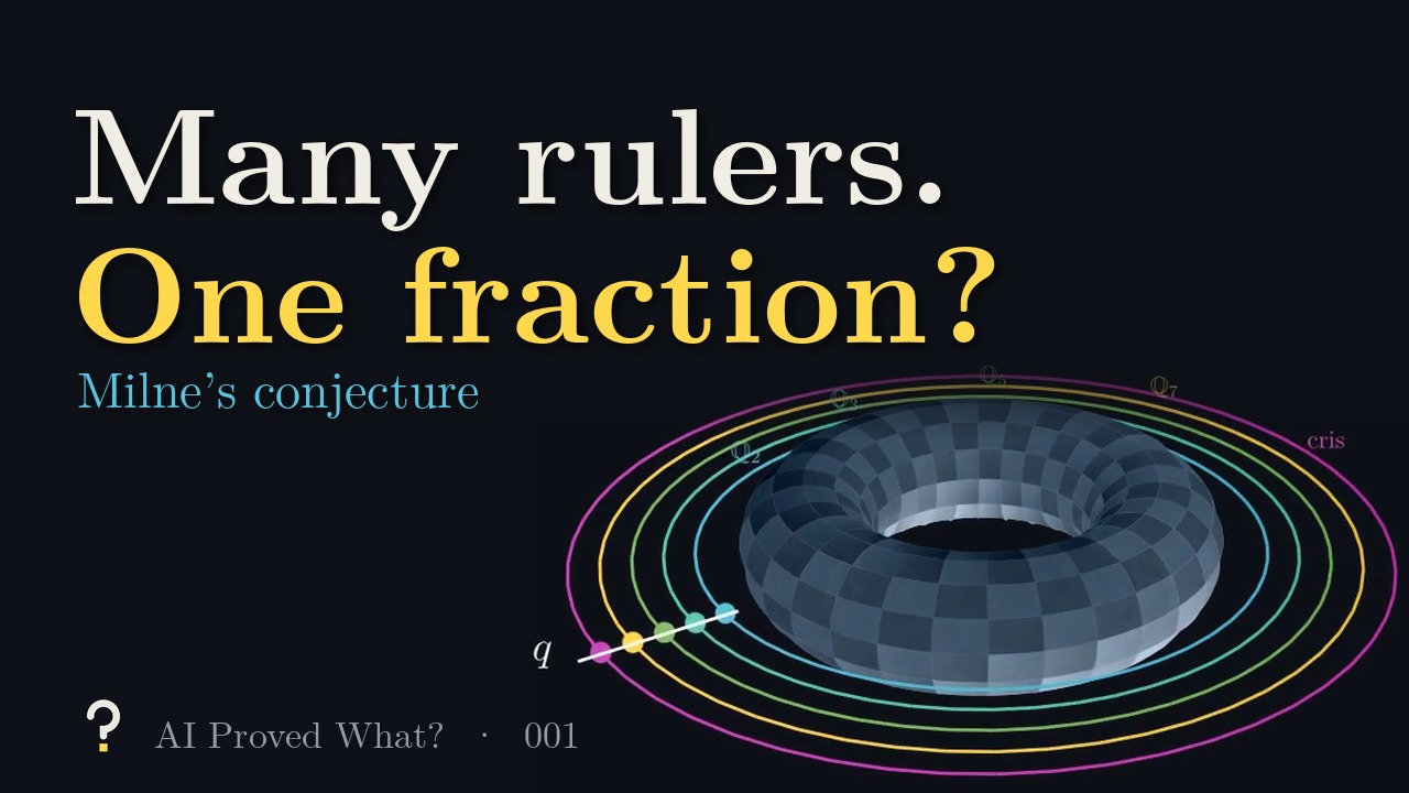 Episode 001: Many rulers. One fraction? A torus circled by five colored rings, one for each way of measuring.