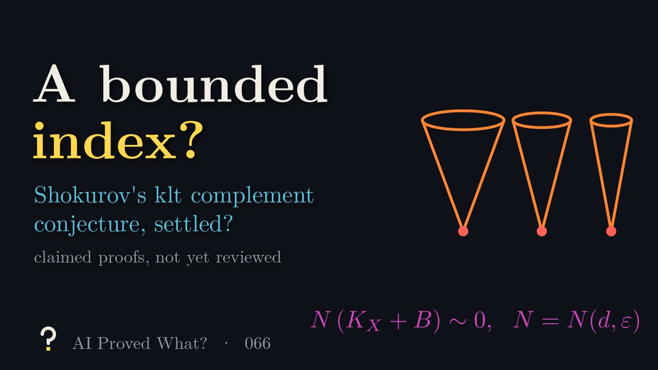 Play Episode 066: A bounded index? Three orange cones, each sharper than the last with a red vertex, above the formula N times K X plus B is linearly trivial, with N equal to N of d and epsilon.