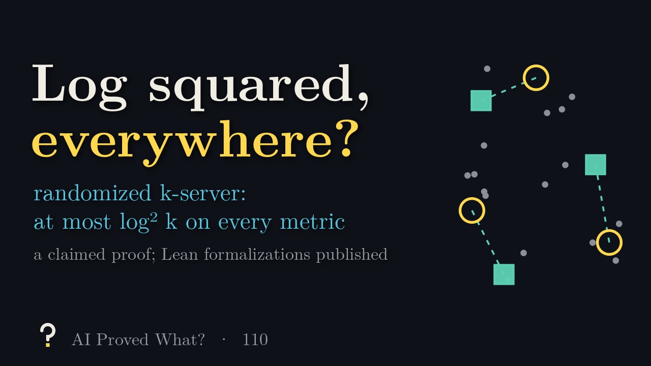 Play Episode 110: Log squared, everywhere? Three servers in a plane moving along dashed paths to circled requests.