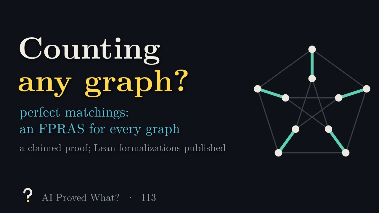 Play Episode 113: Counting any graph? The Petersen graph with one perfect matching highlighted.