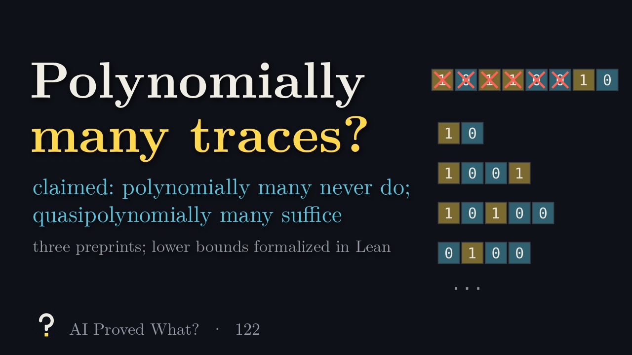 Play Episode 122: Polynomially many traces? A binary string with deleted bits and the traces that remain.