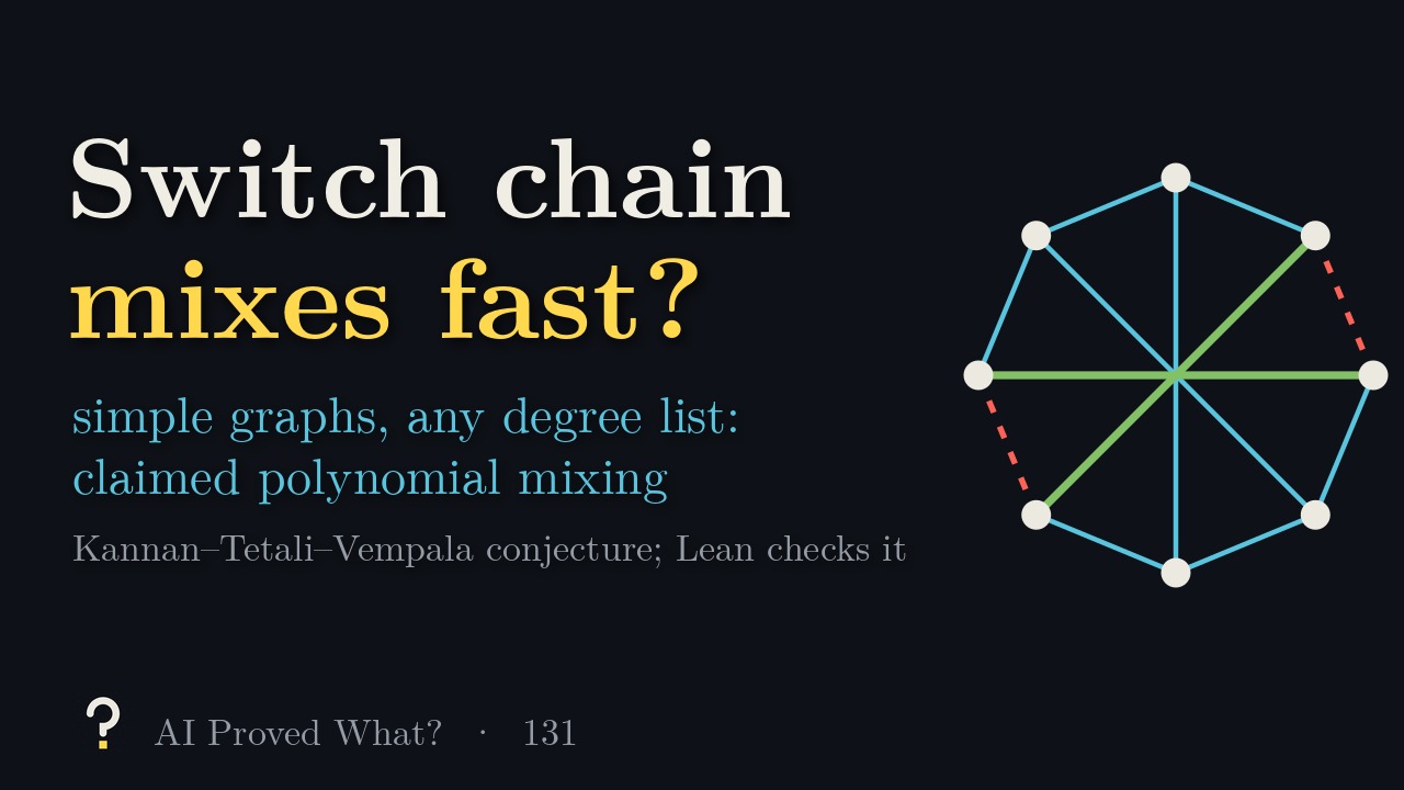 Play Episode 131: Switch chain mixes fast? A graph on eight vertices with two edges switched out and two switched in.