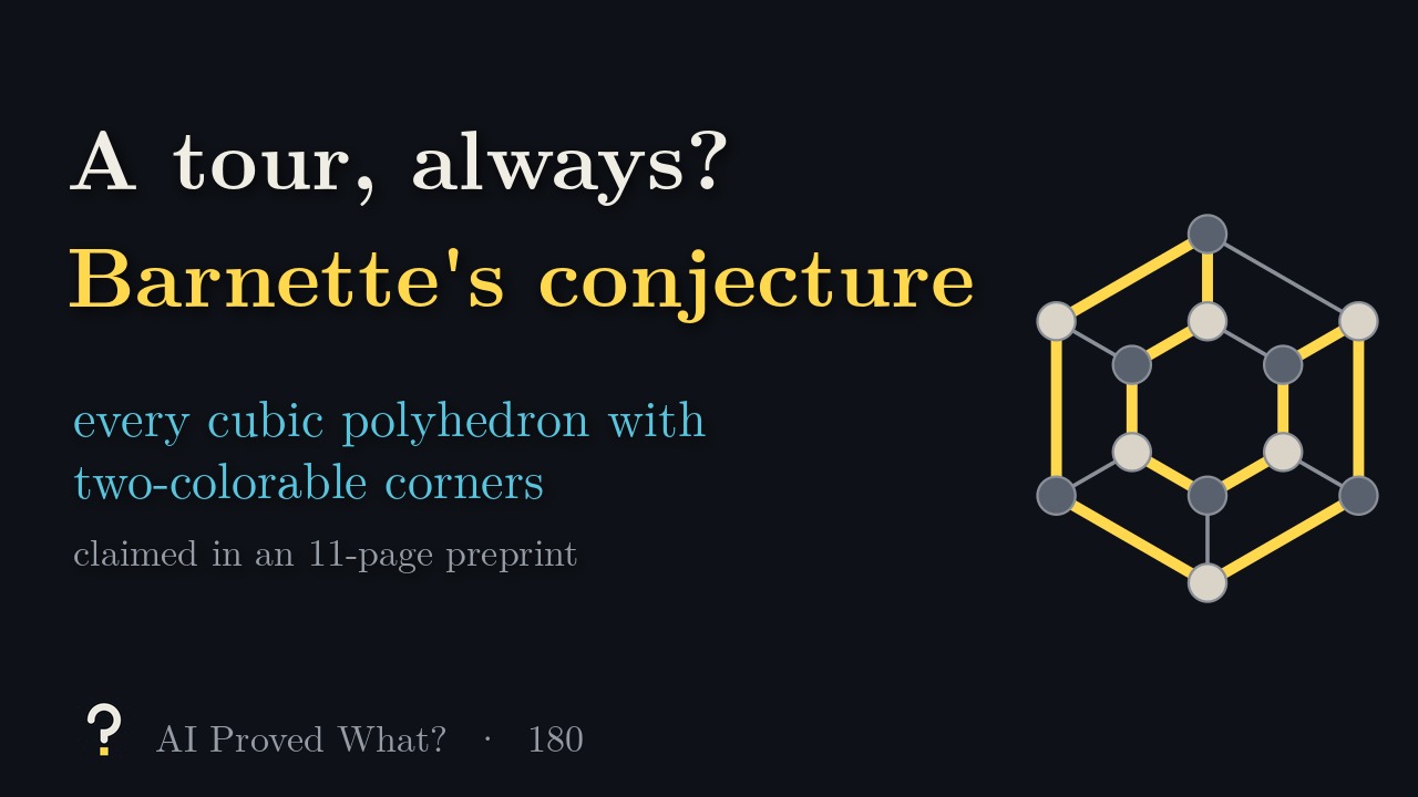 Play Episode 180: A tour of every corner? A hexagonal prism with black and white corners and one Hamiltonian cycle in yellow (our drawing).