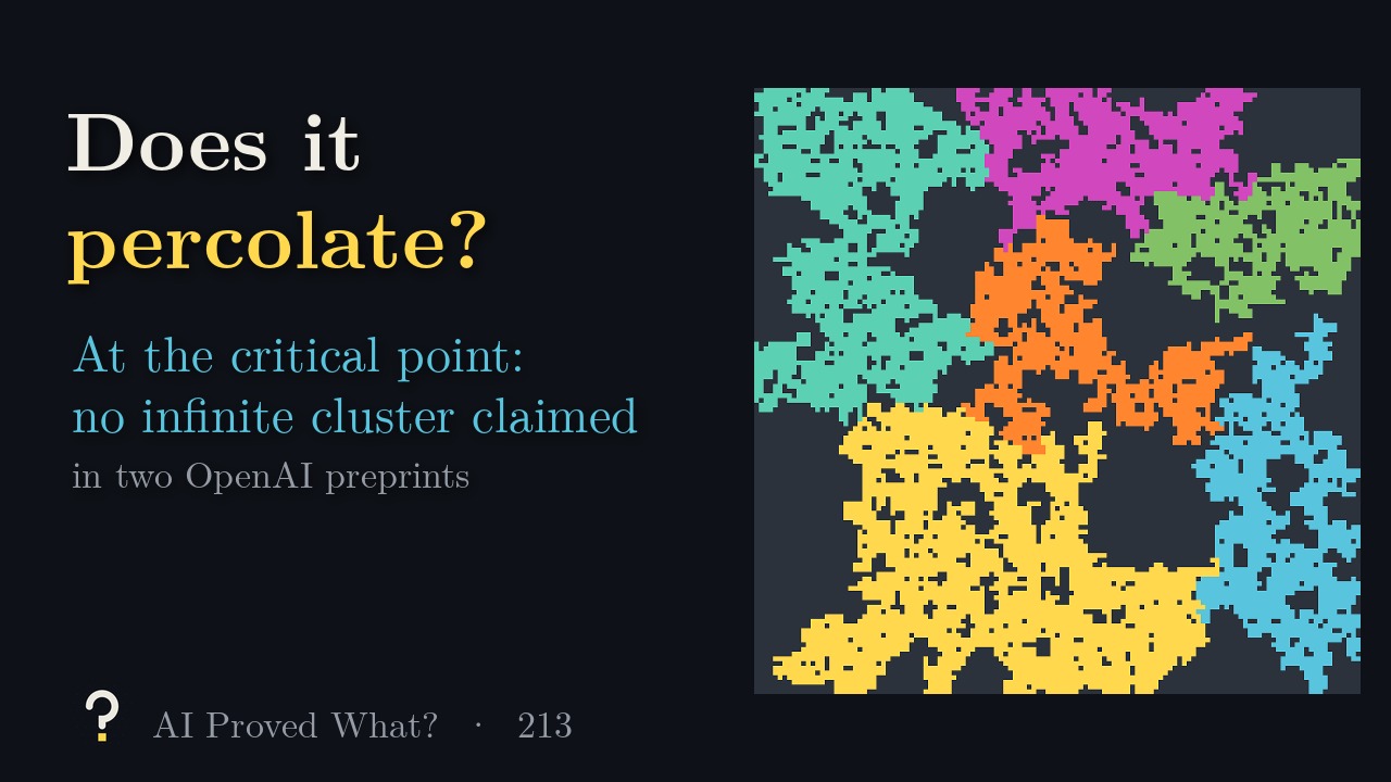 Play Episode 213: Does it percolate? A square grid of random clusters in six colours.