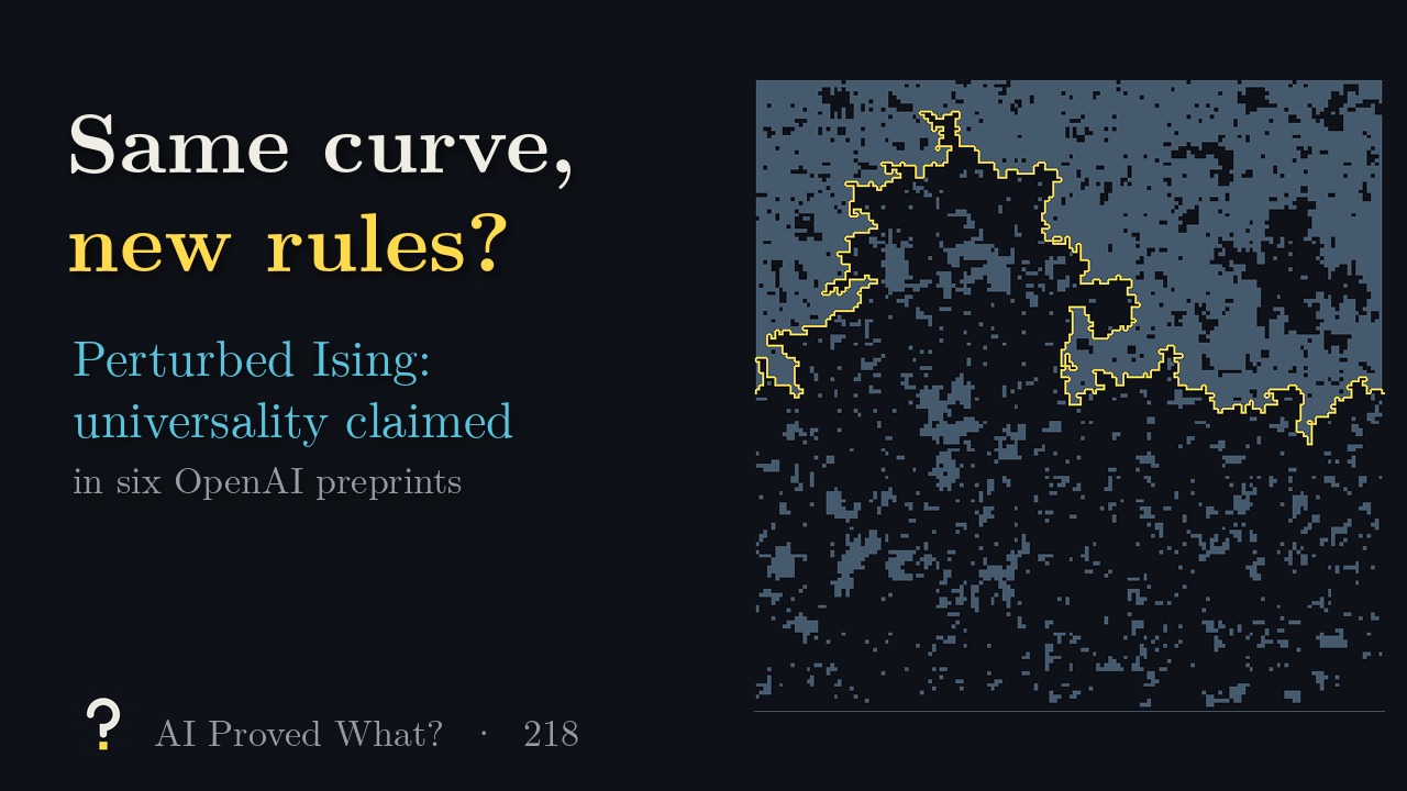Play Episode 218: Same curve, new rules? A critical Ising configuration with a yellow interface between plus and minus regions.