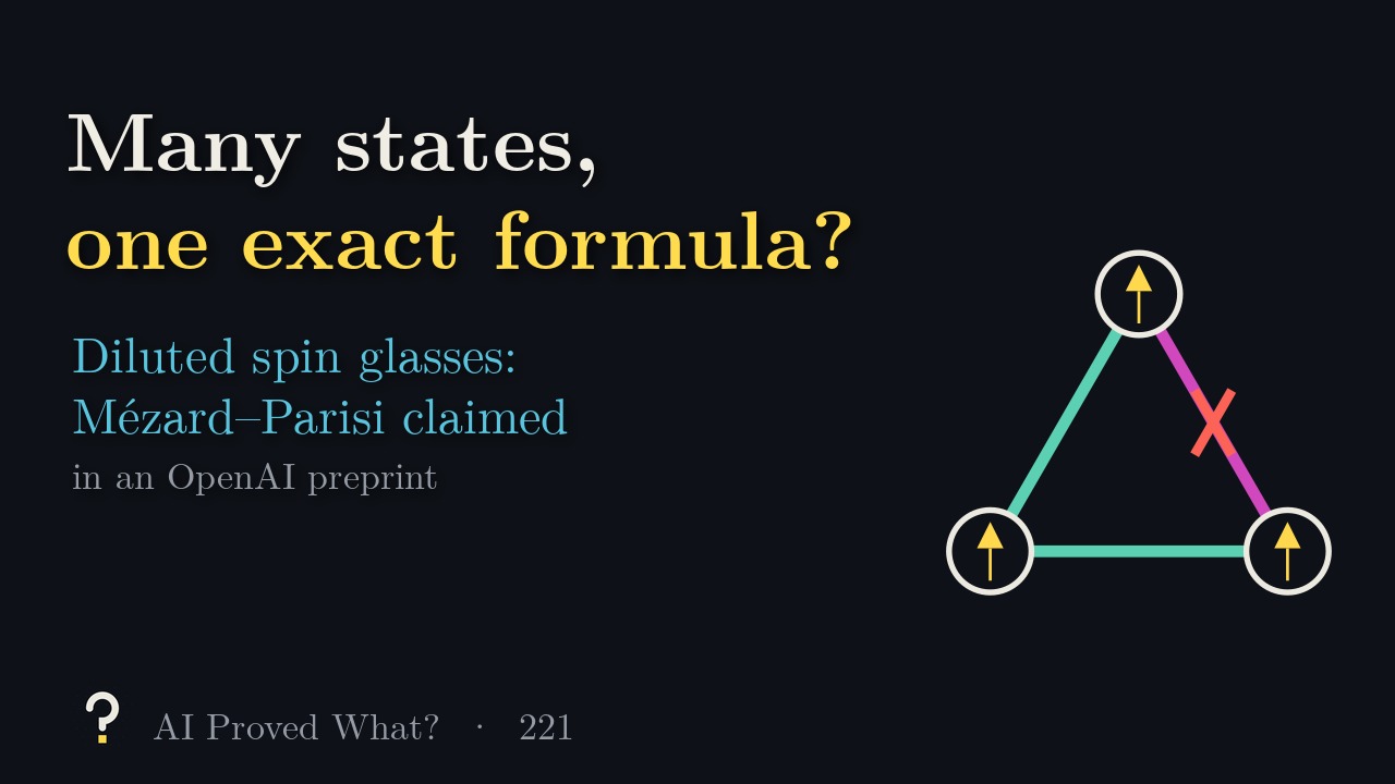 Play Episode 221: Many states, one exact formula? A triangle of spins with one negative bond, which must break.