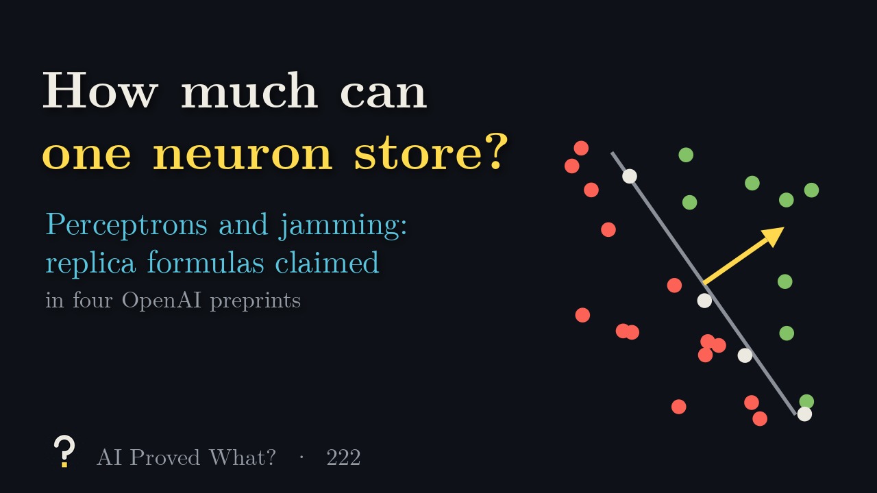 Play Episode 222: How much can one neuron store? A line through random points, with the weight vector drawn as an arrow.