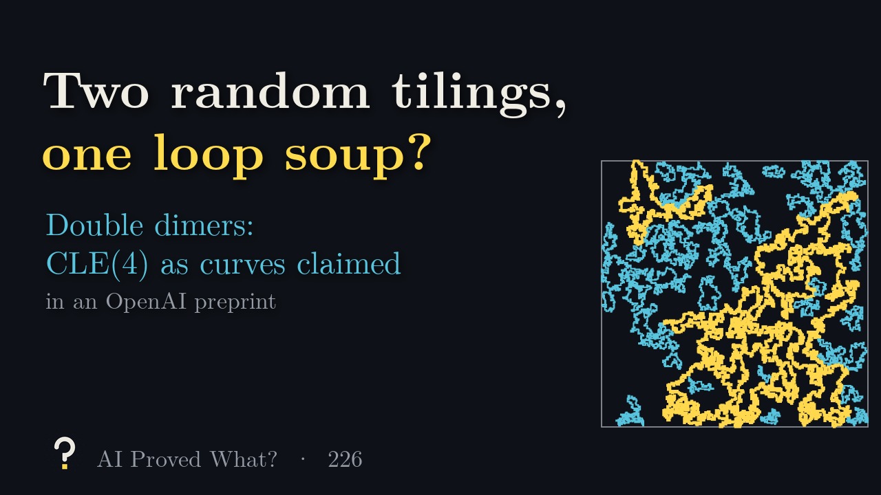 Play Episode 226: Two random tilings, one loop soup? Large double-dimer loops in a square, the biggest in yellow.