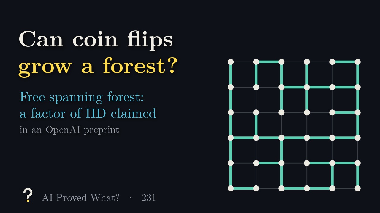 Play Episode 231: Can coin flips grow a forest? A uniform spanning tree of a grid.