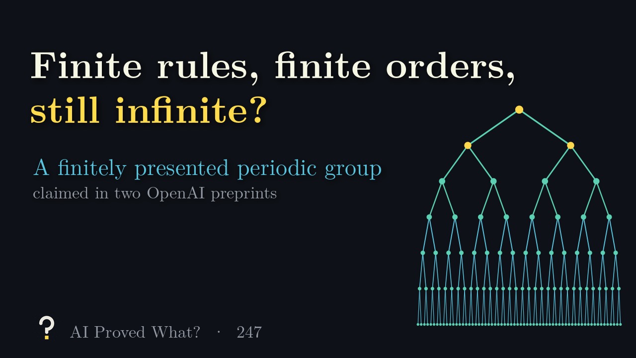 Play Episode 247: Finite rules, finite orders, still infinite? A binary tree, like the one Grigorchuk's group acts on.