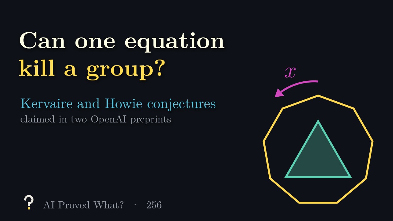 Play Episode 256: Can one equation kill a group? A triangle inside a nine-sided polygon, with an arrow turning it.