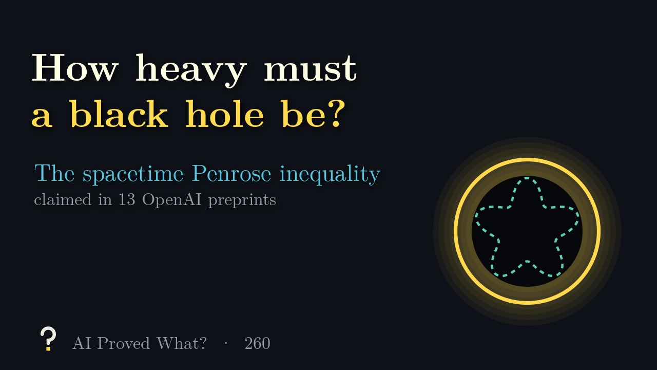 Play Episode 260: How heavy must a black hole be? A dark disk with a dashed wavy curve inside, wrapped by a glowing gold circle.