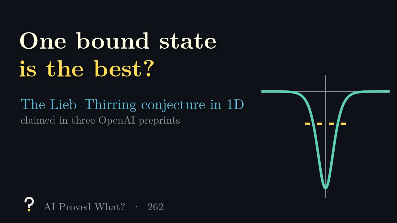 Play Episode 262: One bound state is the best? A teal soliton-shaped well with one dashed gold energy level inside it.