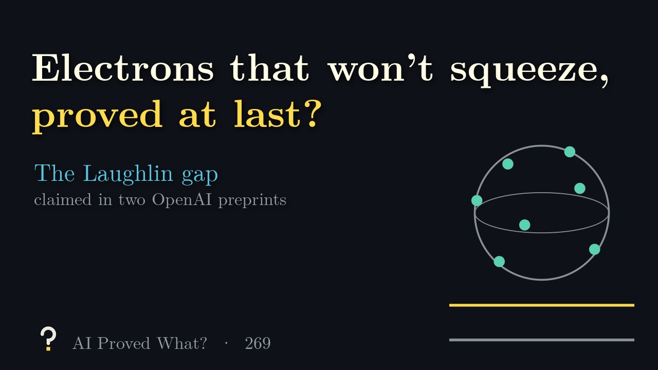 Play Episode 269: Electrons that won’t squeeze, proved at last? Teal electrons on a sphere above two energy levels with a gap between them.