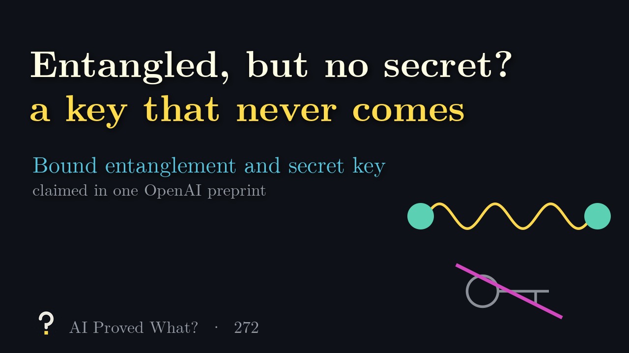 Play Episode 272: Entangled, but no secret? Two teal dots joined by a gold wave above a crossed-out key.