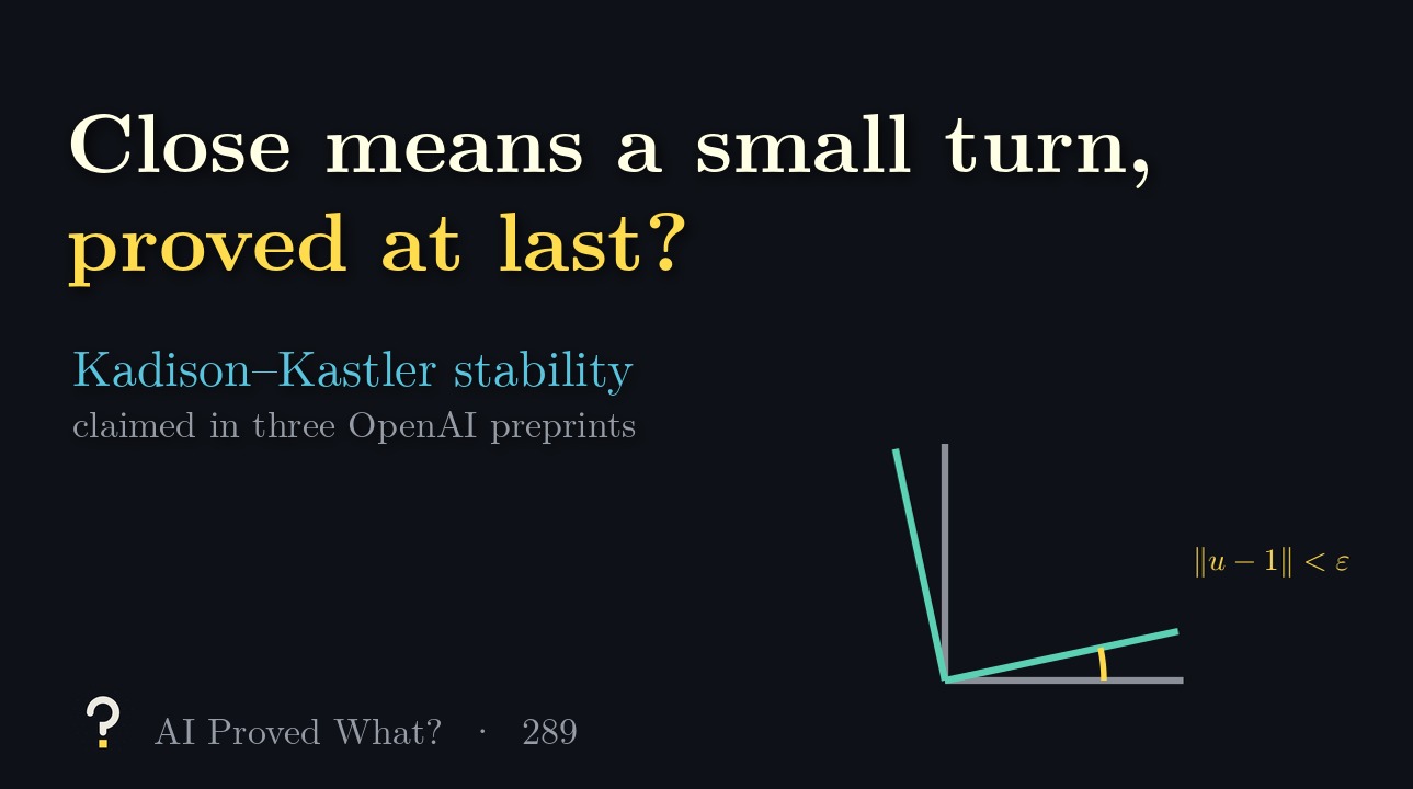 Play Episode 289: Close means a small turn, proved at last? A grey right-angle frame and a teal copy rotated slightly, with a small gold arc between them.