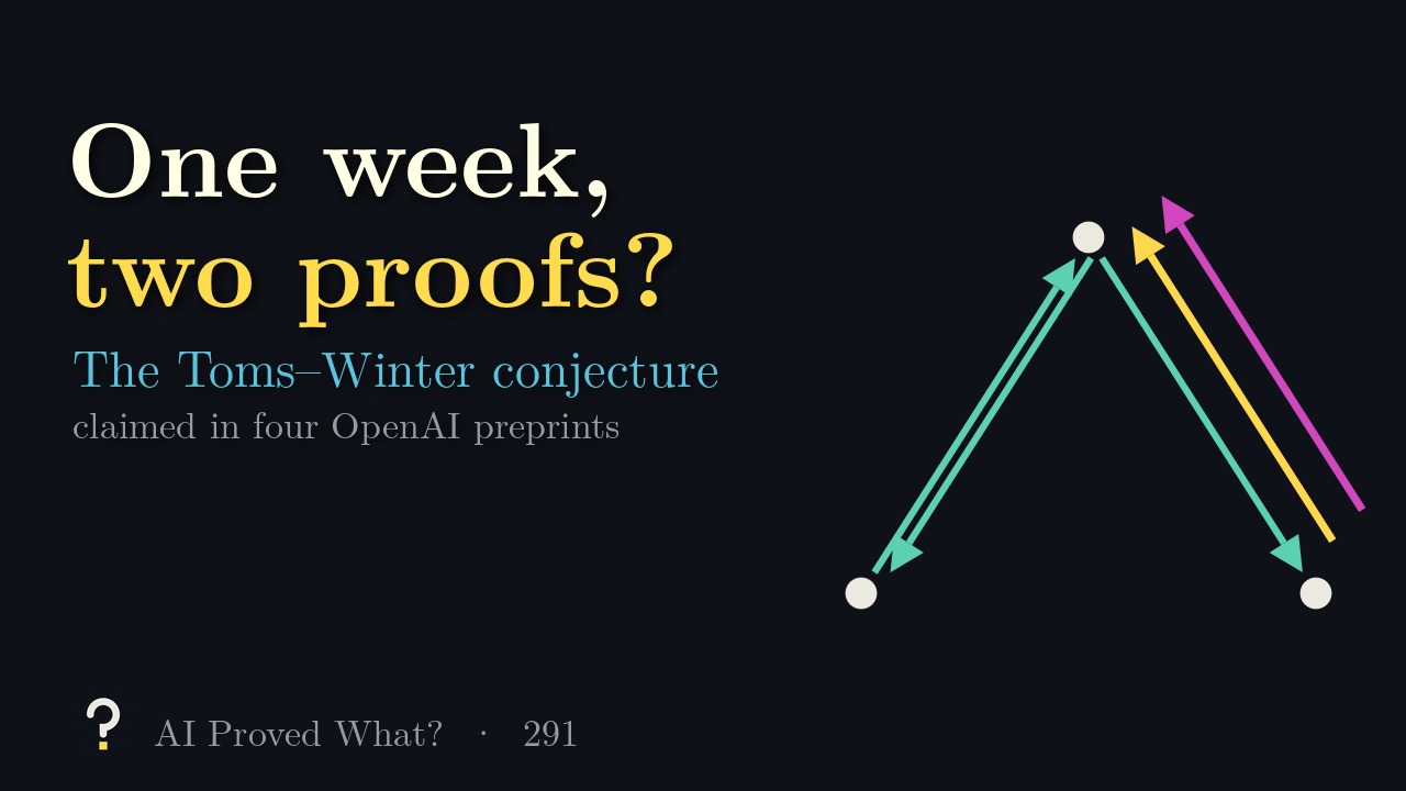 Play Episode 291: One week, two proofs? A triangle of arrows whose last side is drawn twice, in gold and pink.