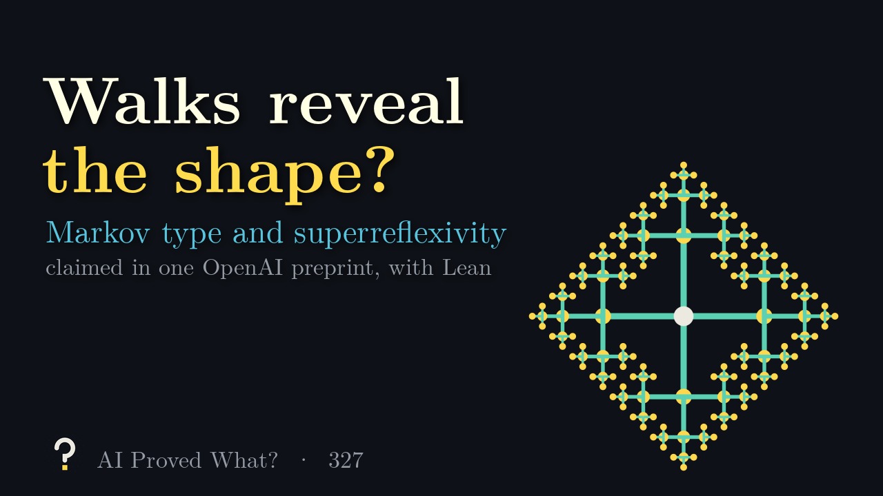 Play Episode 327: Walks reveal the shape? A free-group tree branching outward in four directions from a white center.