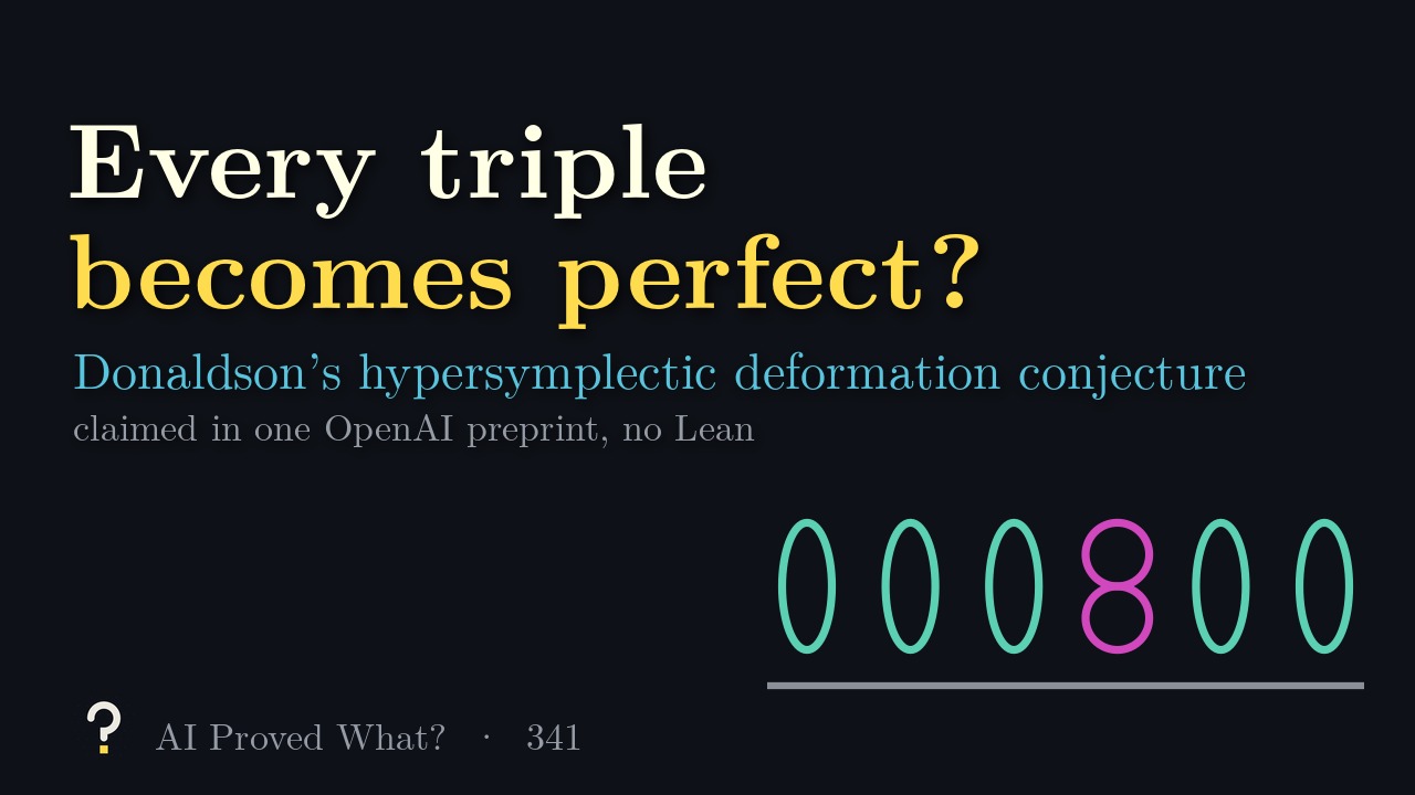 Play Episode 341: Every triple becomes perfect? A row of teal torus fibres, one pinched pink, over a grey line.