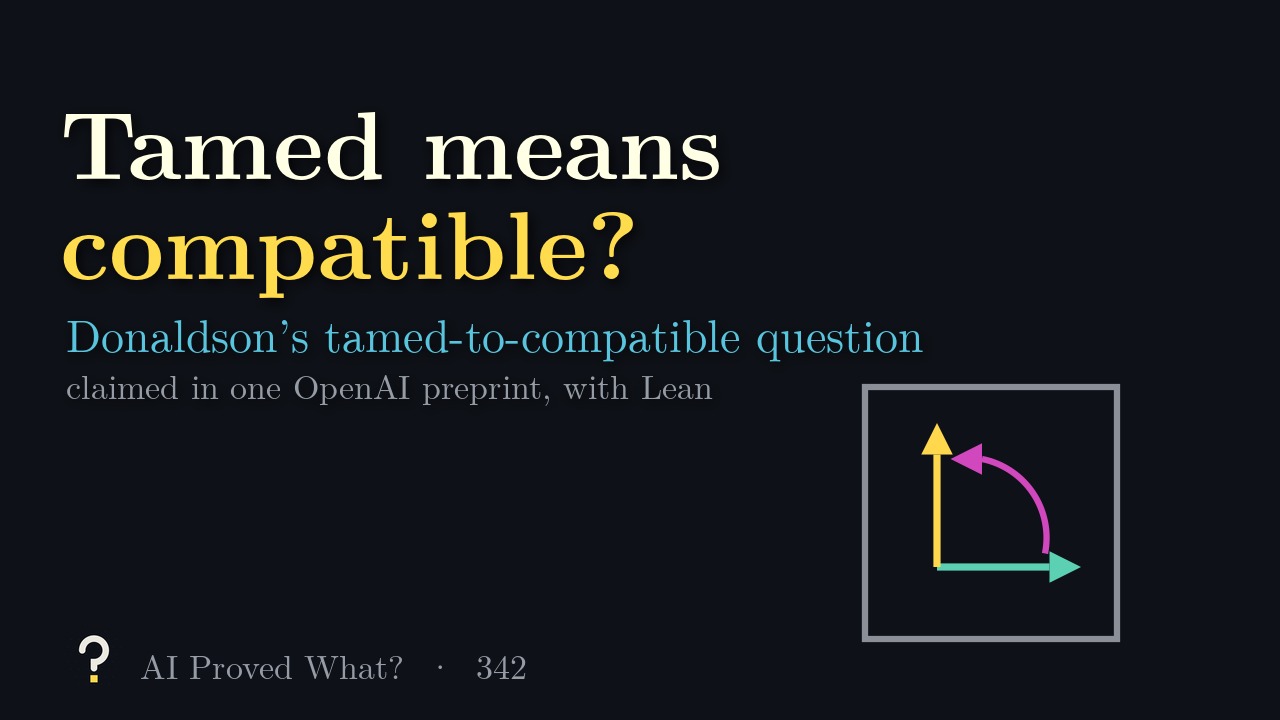 Play Episode 342: Tamed means compatible? A teal arrow and a yellow arrow at right angles in a grey square, joined by a pink curved arrow.
