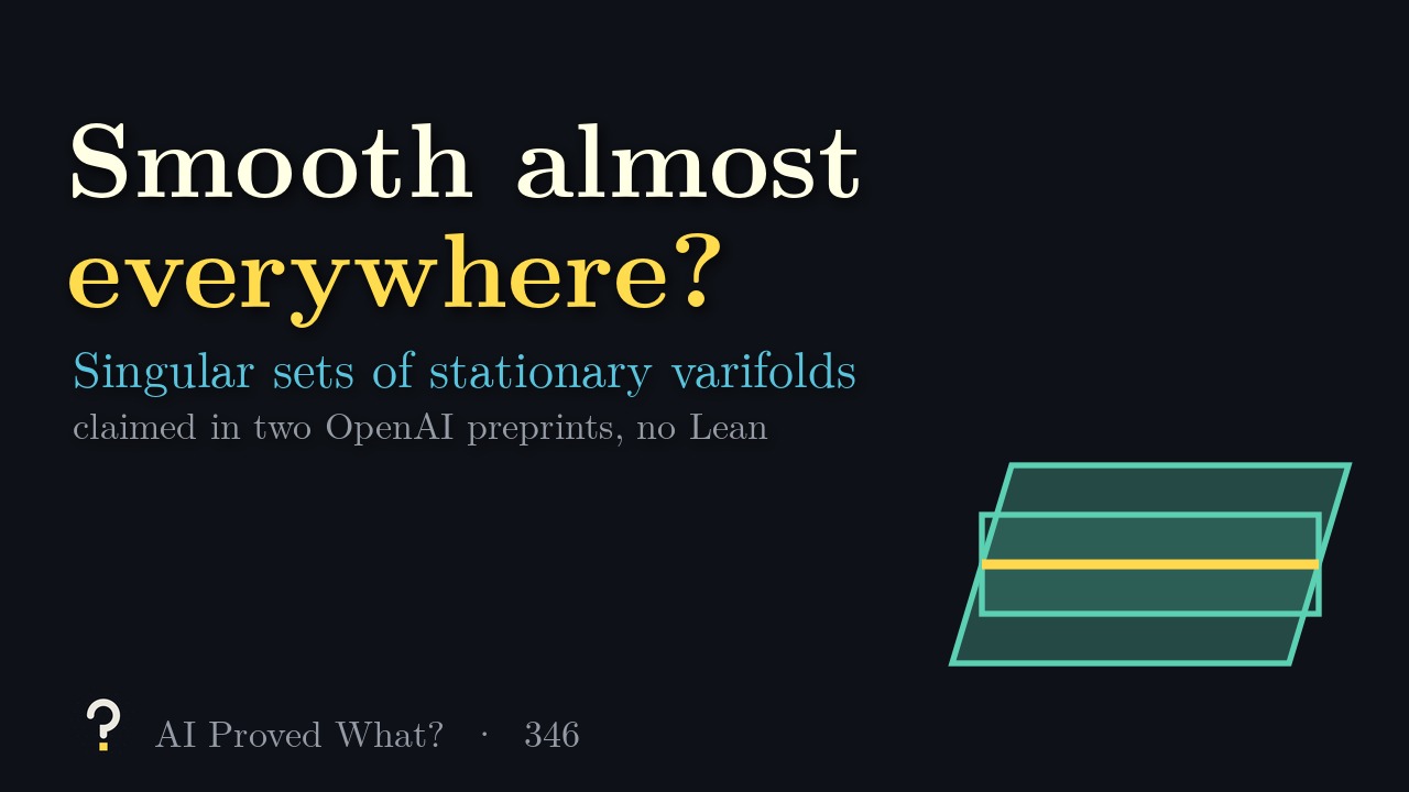 Play Episode 346: Smooth almost everywhere? Two teal planes crossing along a yellow singular line.