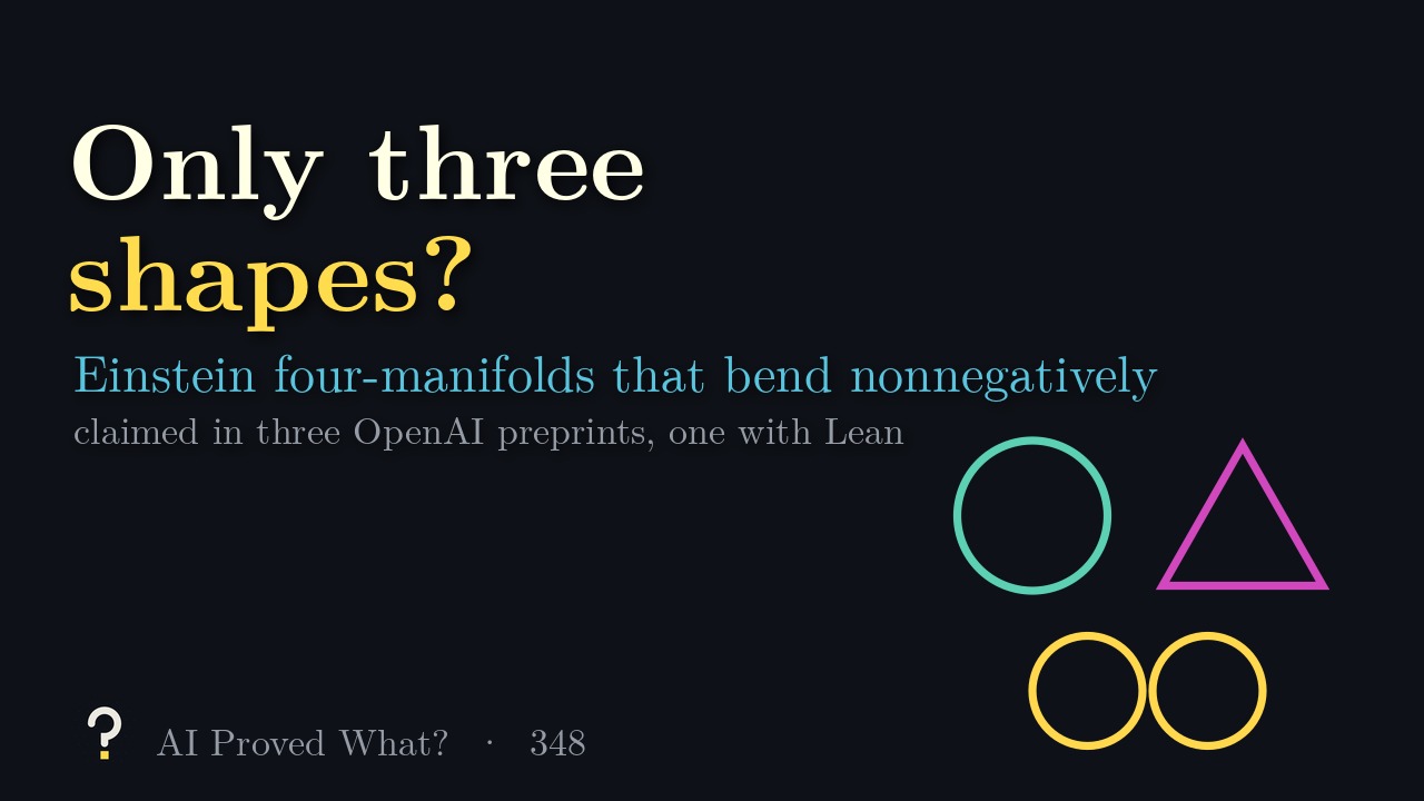 Play Episode 348: Only three shapes? A teal circle, a pink triangle and two yellow circles for the three model spaces.