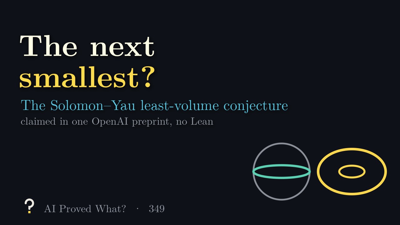 Play Episode 349: The next smallest? A sphere with a teal equator next to a yellow Clifford torus.