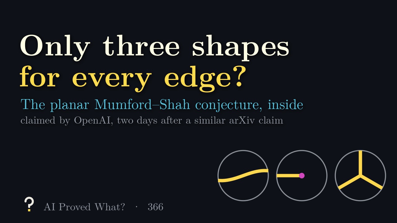 Play Episode 366: Only three shapes for every edge? Three circles showing an arc, a crack tip and a 120-degree junction.